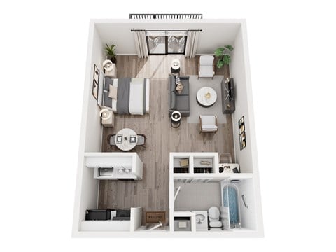 Floor plan for studio, 1 bath, 480 sqft